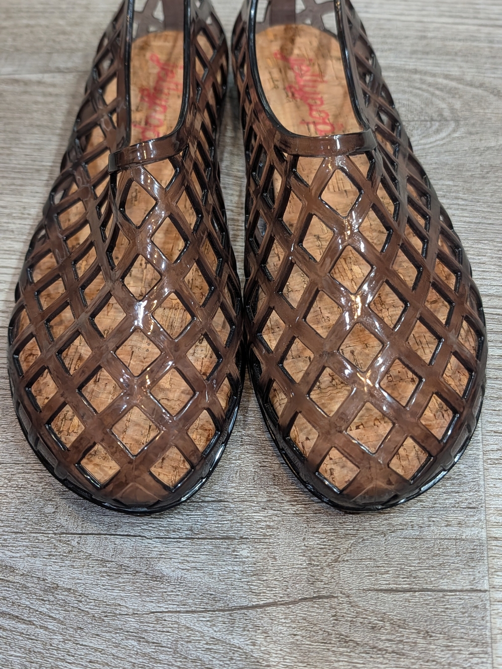 Jellypop Brown Lattice Slip-On Sandals